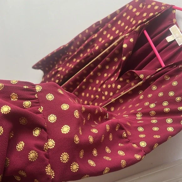 Michael Kors Dark red  and gold blouse MK top long sleeve small size - Picture 4 of 16